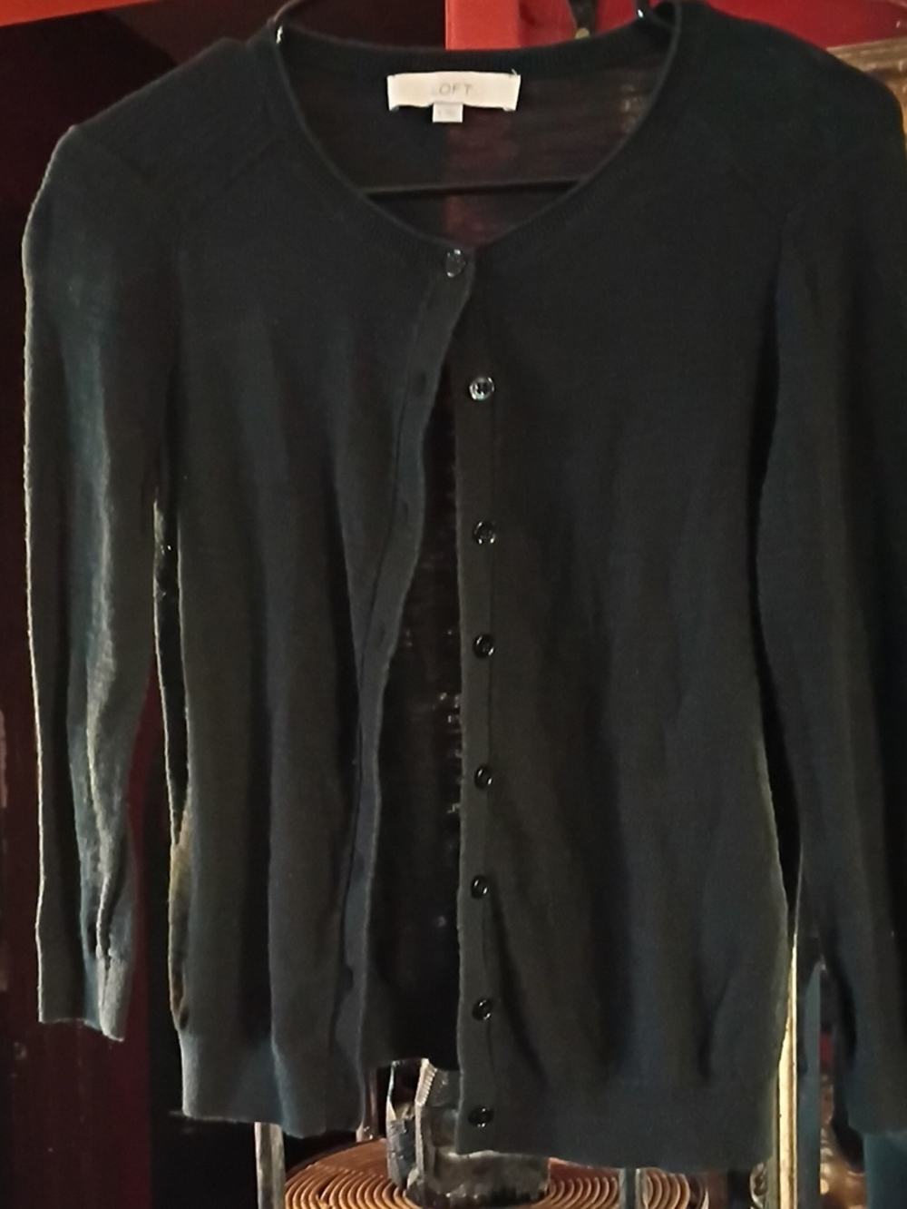 LOFT Black Button-Front Cardigan Sweater